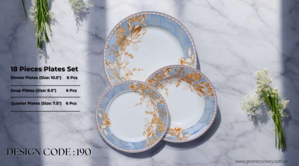 Bone 18 Pcs Plate Set (190) | Elegant, Durable, Heat-Resistant Plates & Bowls