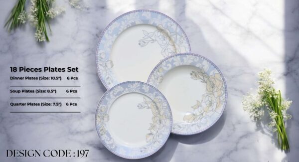 Bone 18 Pcs Plate Set (197) | Elegant, Durable, Heat-Resistant Plates & Bowls