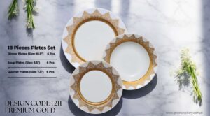 Bone 18 Pcs Plate Set (211) | Elegant, Durable, Heat-Resistant Plates & Bowls
