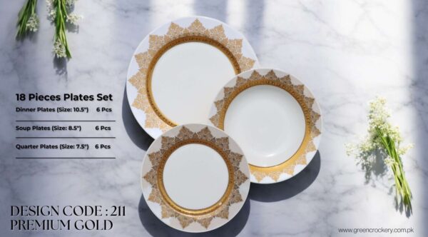 Bone 18 Pcs Plate Set (211) | Elegant, Durable, Heat-Resistant Plates & Bowls