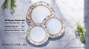 Bone 18 Pcs Plate Set (253) | Elegant, Durable, Heat-Resistant Plates & Bowls