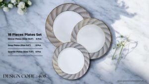 Bone 18 Pcs Plate Set (408) | Elegant, Durable, Heat-Resistant Plates & Bowls