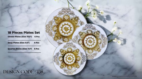 Bone 18 Pcs Plate Set (438) | Elegant, Durable, Heat-Resistant Plates & Bowls