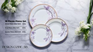 Bone 18 Pcs Plate Set (515) | Elegant, Durable, Heat-Resistant Plates & Bowls