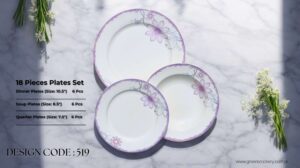 Bone 18 Pcs Plate Set (519) | Elegant, Durable, Heat-Resistant Plates & Bowls