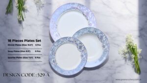 Bone 18 Pcs Plate Set (529) | Elegant, Durable, Heat-Resistant Plates & Bowls