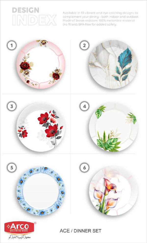 Melamine Dinner Set | ACE Dinner Set (1) | Elegant, Durable, Heat-Resistant Plates & Bowls | Unbreakable, Lightweight, Premium Quality Dinnerware