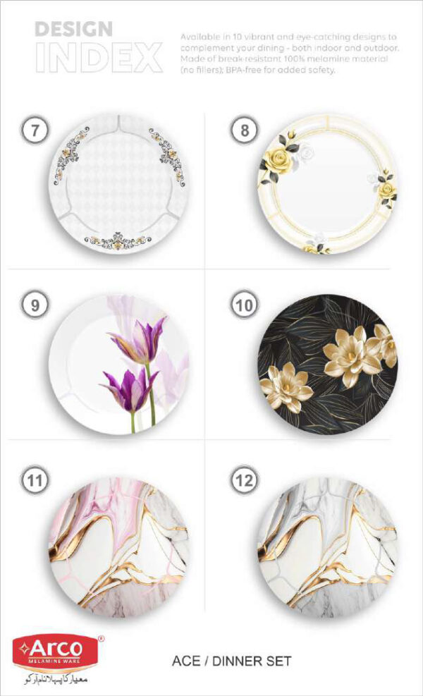 Melamine Dinner Set | ACE Dinner Set (1) | Elegant, Durable, Heat-Resistant Plates & Bowls | Unbreakable, Lightweight, Premium Quality Dinnerware