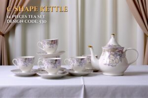 14 Pcs Bone Tea Set / Coffee Set (BONE C 530) | Elegant, Durable, Ideal for Home & Gifting