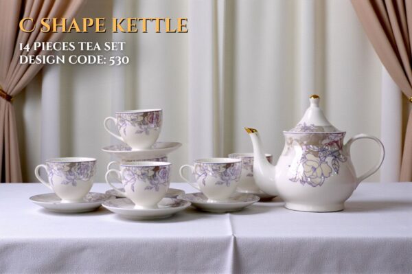 14 Pcs Bone Tea Set / Coffee Set (BONE C 530) | Elegant, Durable, Ideal for Home & Gifting