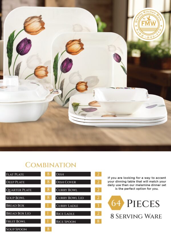 Melamine Dinner Set | Beauty dinner set (501) | Elegant, Durable, Heat-Resistant Plates & Bowls | Unbreakable, Lightweight, Premium Quality Dinnerware