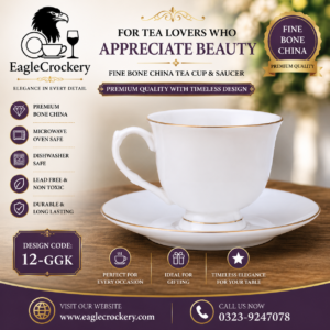 High-Quality Bone China Cup & Saucer Set (12-GGk) | Elegant, Durable, Ideal for Home & Gifting