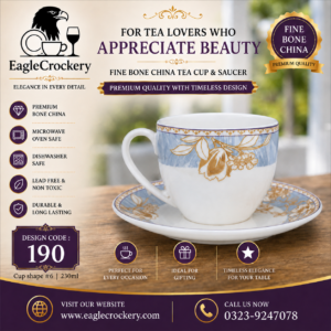 High-Quality Bone China Cup & Saucer Set (6-190) | Elegant, Durable, Ideal for Home & Gifting