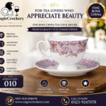 High-Quality Bone China Cup & Saucer Set (K-010) | Elegant, Durable, Ideal for Home & Gifting