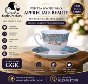 High-Quality Bone China Cup & Saucer Set (K-010A) | Elegant, Durable, Ideal for Home & Gifting