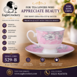 High-Quality Bone China Cup & Saucer Set (K-529B) | Elegant, Durable, Ideal for Home & Gifting