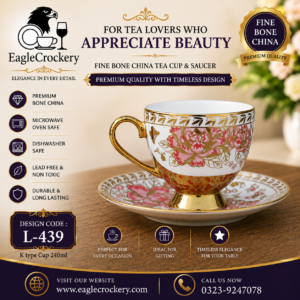 High-Quality Bone China Cup & Saucer Set (L-439) | Elegant, Durable, Ideal for Home & Gifting