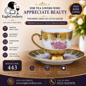 High-Quality Bone China Cup & Saucer Set (L-439) | Elegant, Durable, Ideal for Home & Gifting