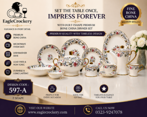 61 Pc Bone China Dinner Set (F597A) – Premium Quality, Stylish & Elegant Dinnerware