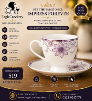 High-Quality Bone Cup & Saucer Set (L-519)