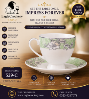 High-Quality Bone Cup & Saucer Set (L-529C)