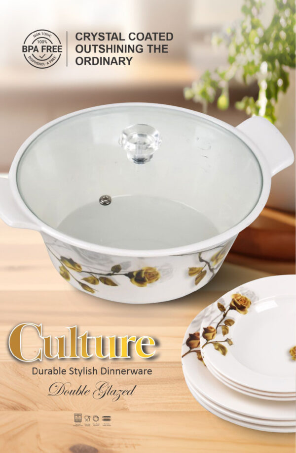 Melamine Dinner Set | Culture (C01) | Elegant, Durable, Heat-Resistant Plates & Bowls | Unbreakable, Lightweight, Premium Quality Dinnerware