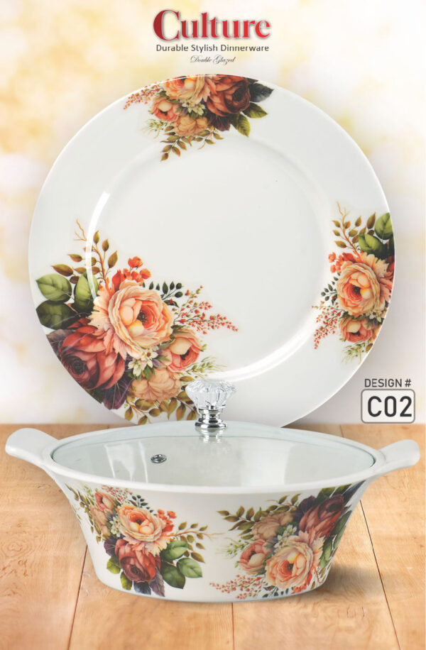 Melamine Dinner Set | Culture (C01) | Elegant, Durable, Heat-Resistant Plates & Bowls | Unbreakable, Lightweight, Premium Quality Dinnerware