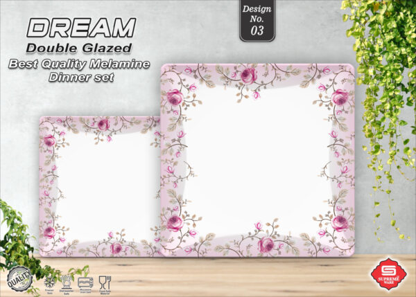 Melamine Dinner Set | Dream (1) | Elegant, Durable, Heat-Resistant Plates & Bowls | Unbreakable, Lightweight, Premium Quality Dinnerware