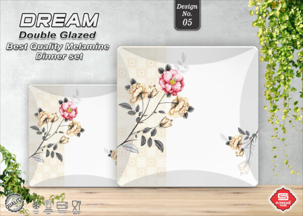 Melamine Dinner Set | Dream (1) | Elegant, Durable, Heat-Resistant Plates & Bowls | Unbreakable, Lightweight, Premium Quality Dinnerware