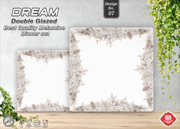 Melamine Dinner Set | Dream (1) | Elegant, Durable, Heat-Resistant Plates & Bowls | Unbreakable, Lightweight, Premium Quality Dinnerware