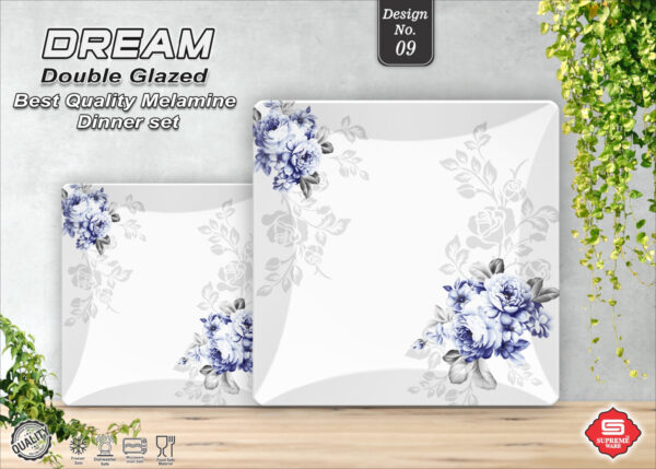 Melamine Dinner Set | Dream (1) | Elegant, Durable, Heat-Resistant Plates & Bowls | Unbreakable, Lightweight, Premium Quality Dinnerware