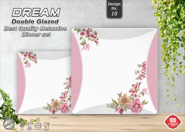 Melamine Dinner Set | Dream (1) | Elegant, Durable, Heat-Resistant Plates & Bowls | Unbreakable, Lightweight, Premium Quality Dinnerware