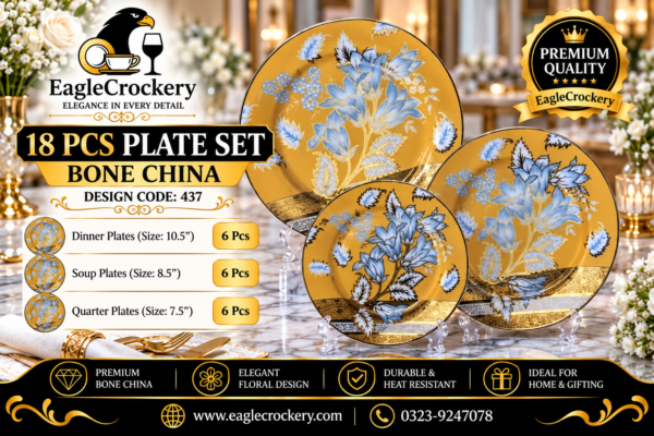 Bone 18 Pcs Plate Set (437) | Elegant, Durable, Heat-Resistant Plates & Bowls