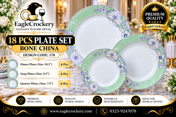 Bone 18 Pcs Plate Set (178) | Elegant, Durable, Heat-Resistant Plates & Bowls