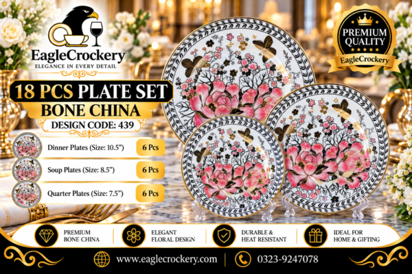 Bone 18 Pcs Plate Set (439) | Elegant, Durable, Heat-Resistant Plates & Bowls