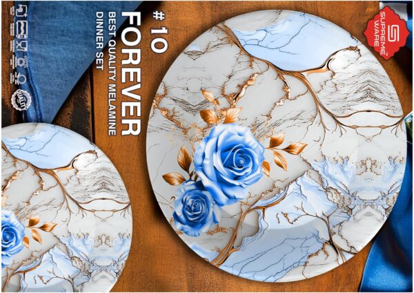 Melamine Dinner Set | Forever (2) | Elegant, Durable, Heat-Resistant Plates & Bowls | Unbreakable, Lightweight, Premium Quality Dinnerware