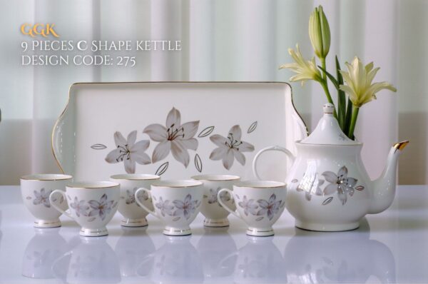 9 Pcs Bone Tea Set / Coffee Set (GGK C 275) | Elegant, Durable, Ideal for Home & Gifting