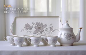 9 Pcs Bone Tea Set / Coffee Set (GGK C 276) | Elegant, Durable, Ideal for Home & Gifting