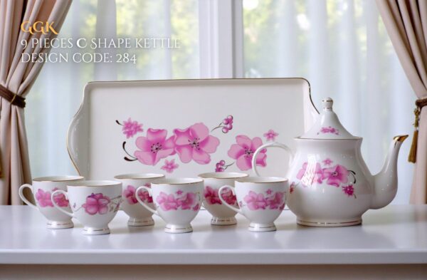 9 Pcs Bone Tea Set / Coffee Set (GGK C 284) | Elegant, Durable, Ideal for Home & Gifting