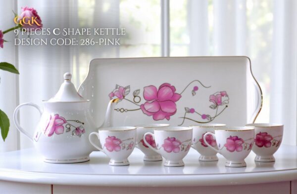 9 Pcs Bone Tea Set / Coffee Set (GGK C 286) | Elegant, Durable, Ideal for Home & Gifting