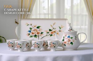 9 Pcs Bone Tea Set / Coffee Set (GGK C 316) | Elegant, Durable, Ideal for Home & Gifting