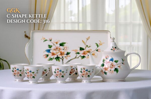 9 Pcs Bone Tea Set / Coffee Set (GGK C 316) | Elegant, Durable, Ideal for Home & Gifting