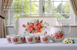9 Pcs Bone Tea Set / Coffee Set (GGK R 795) | Elegant, Durable, Ideal for Home & Gifting