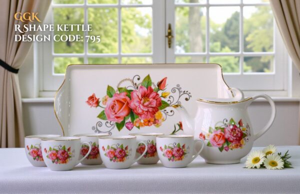9 Pcs Bone Tea Set / Coffee Set (GGK R 795) | Elegant, Durable, Ideal for Home & Gifting