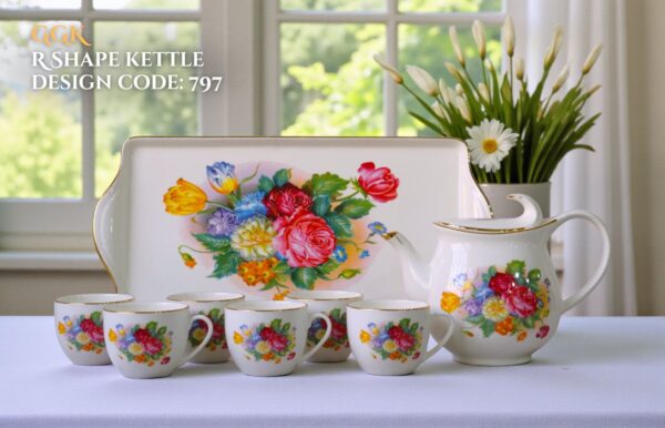 9 Pcs Bone Tea Set / Coffee Set (GGK R 797) | Elegant, Durable, Ideal for Home & Gifting