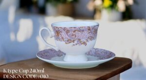 High-Quality Bone China Cup & Saucer Set (K-010) | Elegant, Durable, Ideal for Home & Gifting
