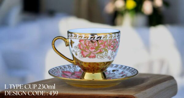 High-Quality Bone China Cup & Saucer Set (L-439) | Elegant, Durable, Ideal for Home & Gifting