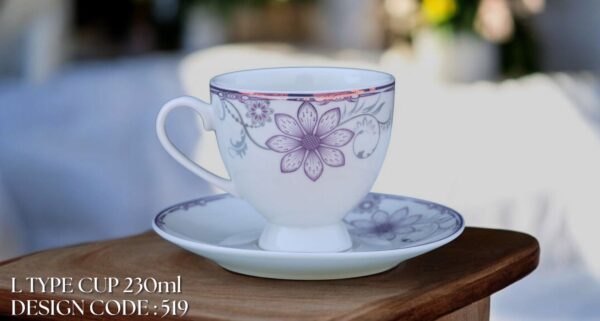 High-Quality Bone China Cup & Saucer Set (L-519) | Elegant, Durable, Ideal for Home & Gifting