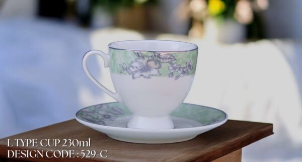 High-Quality Bone China Cup & Saucer Set (L-529) | Elegant, Durable, Ideal for Home & Gifting