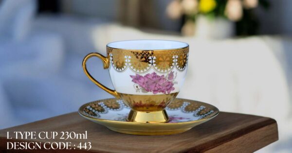 High-Quality Bone China Cup & Saucer Set (L-443) | Elegant, Durable, Ideal for Home & Gifting